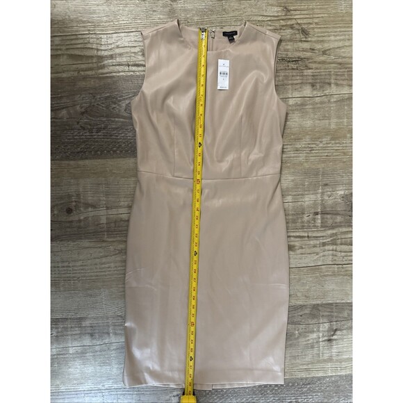 Ann Taylor Dress 6 Beige Faux Leather Sleeveless Sheath NWT - Picture 3 of 5